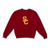 USC Trojans Team Trojan Cardinal SC Interlock Tackle Twill Crew Fleece Sweatshirt